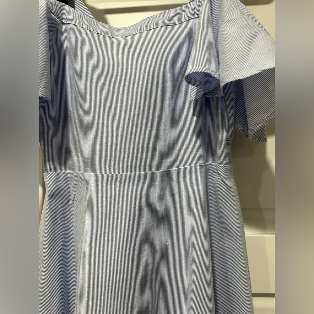 NWT Beautiful and feminine A-Line Sugar+Lips Light Blue Off-Shoulder Dress Sz S - Picture 10 of 16